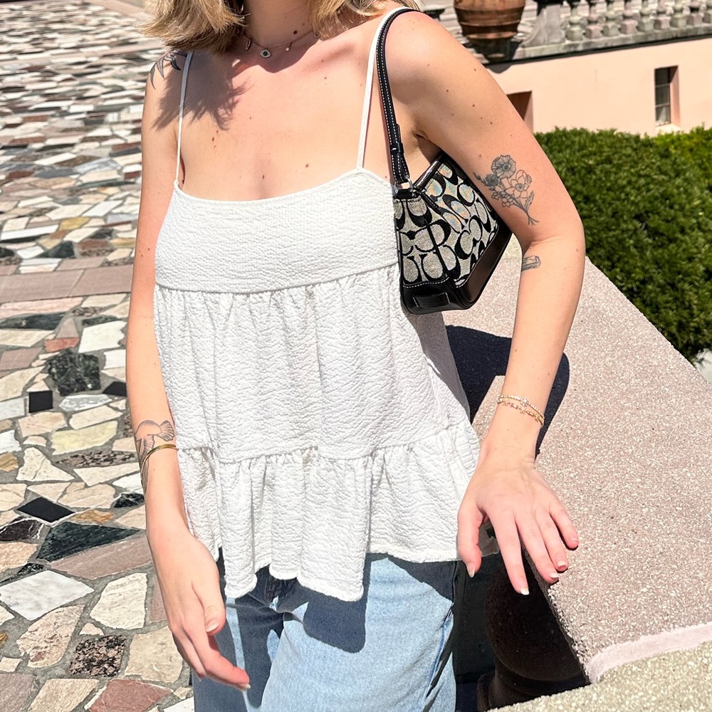Urban Outfitters White Ruffled Camisole Top
